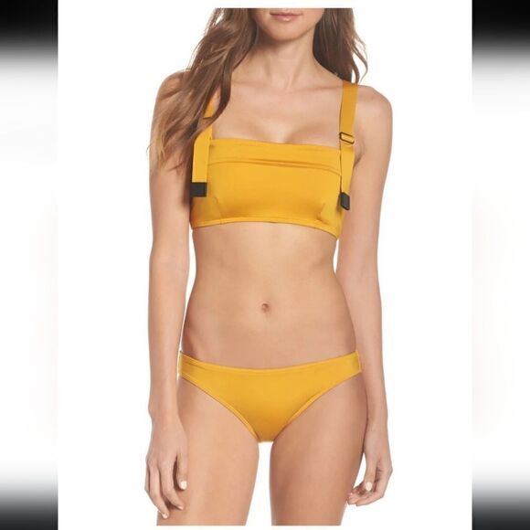 Mei L'ange Lynn Ultility Swimsuit 2 Piece Bikini Set Yellow Size L - Picture 1 of 11